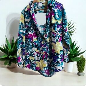 Vtg Sellecca Silk 100% Silk Floral Women's Top - Multicolor Sz Large
